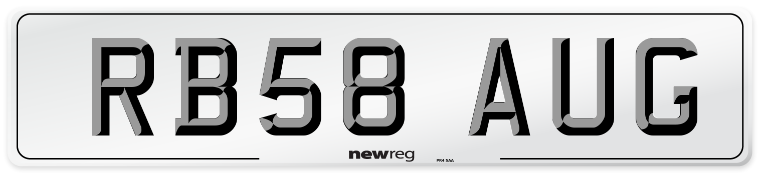 RB58 AUG Number Plate from New Reg